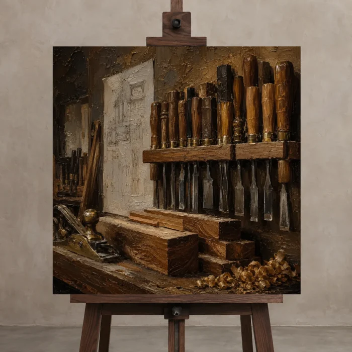 Premium Wall Art Kare Html Edition – NM3-BRN-WW-S-004 displayed on a studio easel