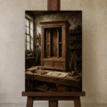 Premium Wall Art Dikey Html Edition – NM3-BRN-WW-V-001 displayed on a studio easel