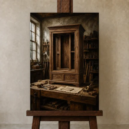 Premium Wall Art Dikey Html Edition – NM3-BRN-WW-V-001 displayed on a studio easel