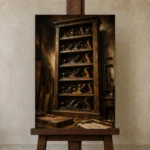 Premium Wall Art Dikey Html Edition – NM3-BRN-WW-V-002 displayed on a studio easel