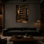 Premium Wall Art Dikey Html Edition – NM3-BRN-WW-V-002 shown in a warm modern interior