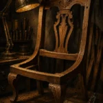 Walnut Reliquary Carved Chair Frame Brown Living Room Wall Art