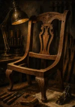 Walnut Reliquary Carved Chair Frame Brown Living Room Wall Art