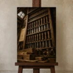 Premium Wall Art Dikey Html Edition – NM3-BRN-WW-V-004 displayed on a studio easel