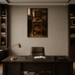 Premium Wall Art Dikey Html Edition – NM3-BRN-WW-V-005 displayed in a contemporary gallery-inspired room