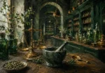 Apothecary Salon Brass Balance Green Home Office Wall Art