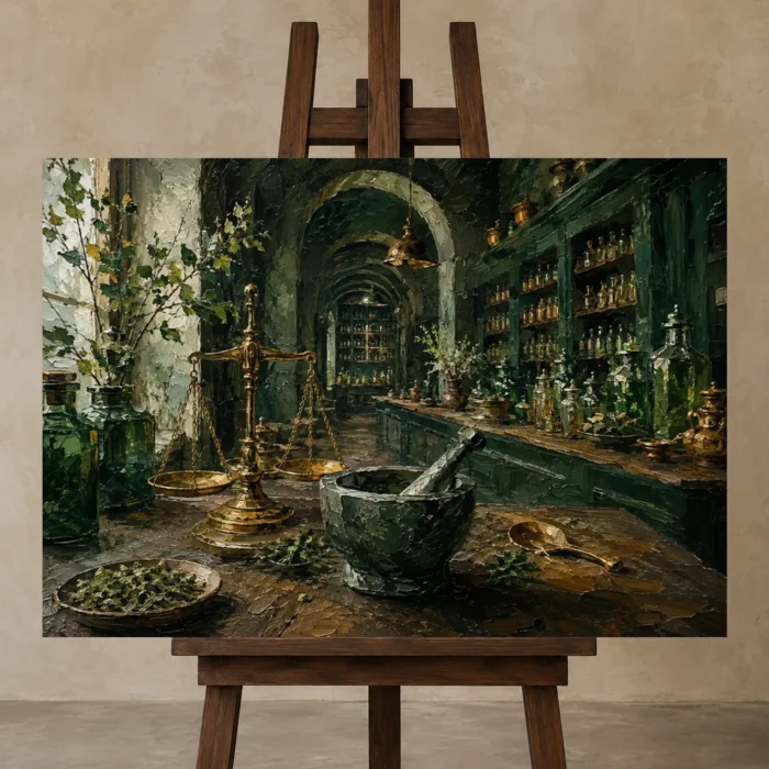 Premium Wall Art Yatay Html Edition – NM3-GRN-AC-H-002 displayed on a studio easel
