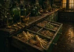 Apothecary Interlude Drawer Of Dried Medicinal Roots And Measuring Green Kitchen Wall Art