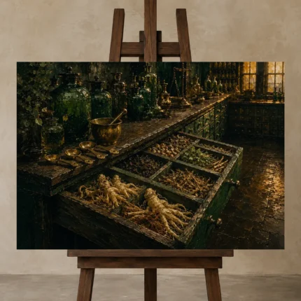 Premium Wall Art Yatay Html Edition – NM3-GRN-AC-H-004 displayed on a studio easel
