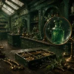 Apothecary Passage Single Bottle Green Living Room Wall Art