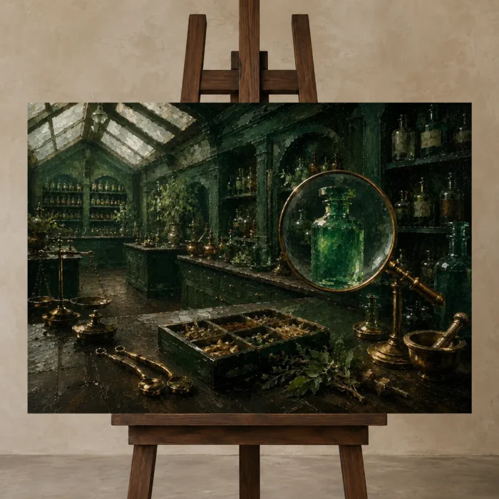 Premium Wall Art Yatay Html Edition – NM3-GRN-AC-H-005 displayed on a studio easel