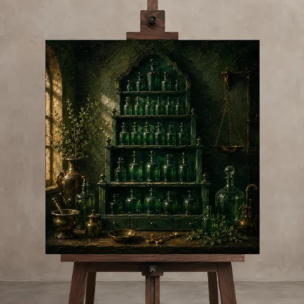 Premium Wall Art Kare Html Edition – NM3-GRN-AC-S-001 displayed on a studio easel