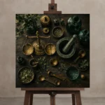 Premium Wall Art Kare Html Edition – NM3-GRN-AC-S-002 displayed on a studio easel