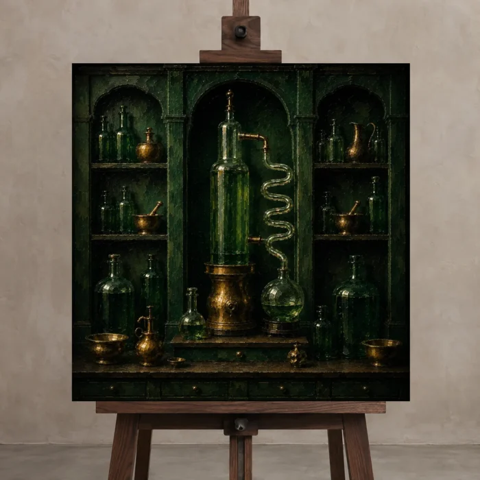 Premium Wall Art Kare Html Edition – NM3-GRN-AC-S-003 displayed on a studio easel