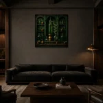 Premium Wall Art Kare Html Edition – NM3-GRN-AC-S-003 shown in a warm modern interior