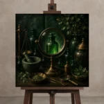 Premium Wall Art Kare Html Edition – NM3-GRN-AC-S-005 displayed on a studio easel