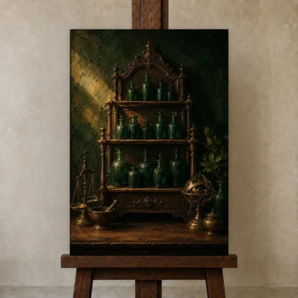 Premium Wall Art Dikey Html Edition – NM3-GRN-AC-V-001 displayed on a studio easel