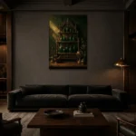Premium Wall Art Dikey Html Edition – NM3-GRN-AC-V-001 shown in a warm modern interior