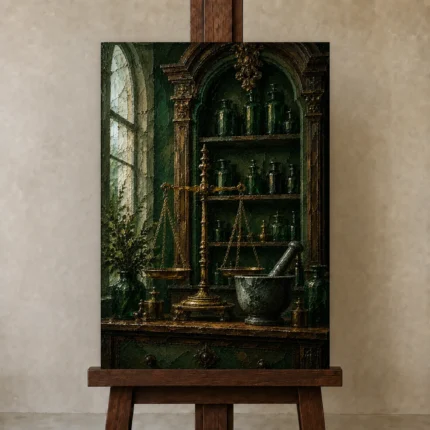 Premium Wall Art Dikey Html Edition – NM3-GRN-AC-V-002 displayed on a studio easel