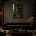 Premium Wall Art Dikey Html Edition – NM3-GRN-AC-V-002 shown in a warm modern interior