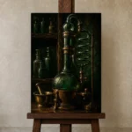 Premium Wall Art Dikey Html Edition – NM3-GRN-AC-V-003 displayed on a studio easel
