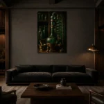 Premium Wall Art Dikey Html Edition – NM3-GRN-AC-V-003 shown in a warm modern interior