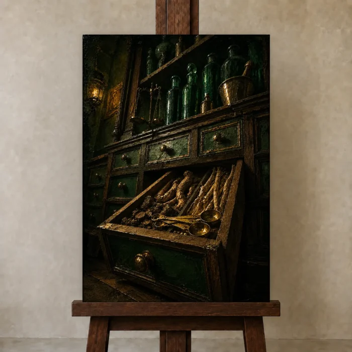 Premium Wall Art Dikey Html Edition – NM3-GRN-AC-V-004 displayed on a studio easel