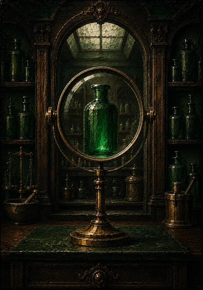 Apothecary Ascent Single Bottle Green Living Room Wall Art