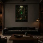 Premium Wall Art Dikey Html Edition – NM3-GRN-AC-V-005 shown in a warm modern interior