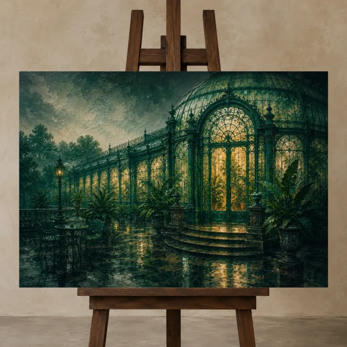 Premium Wall Art Yatay Html Edition – NM3-GRN-EG-H-001 displayed on a studio easel