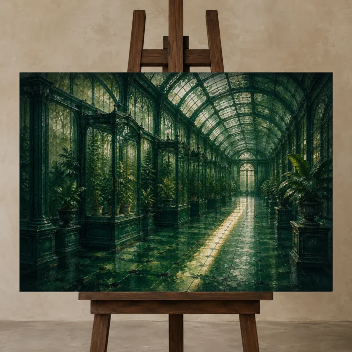 Premium Wall Art Yatay Html Edition – NM3-GRN-EG-H-003 displayed on a studio easel