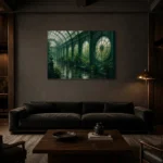 Premium Wall Art Yatay Html Edition – NM3-GRN-EG-H-004 shown in a warm modern interior