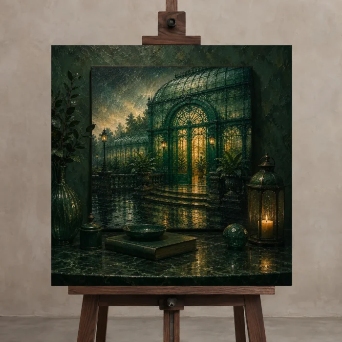Premium Wall Art Kare Html Edition – NM3-GRN-EG-S-001 displayed on a studio easel