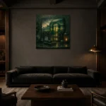 Premium Wall Art Kare Html Edition – NM3-GRN-EG-S-001 shown in a warm modern interior