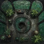 Glasshouse Emblem Wrought-Iron Staircase Green Living Room Wall Art