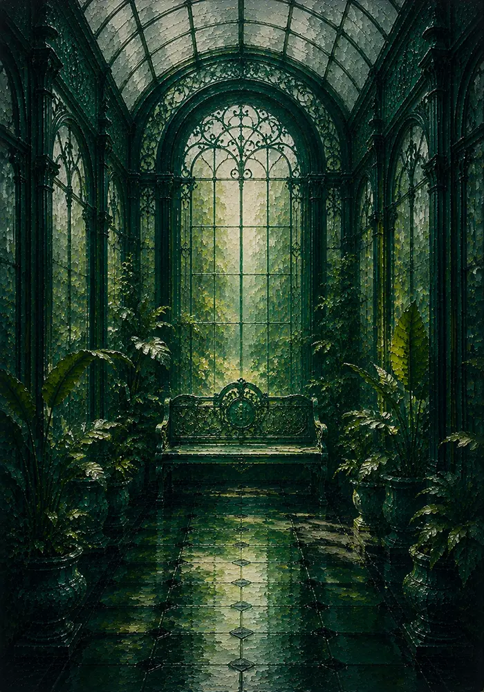 Glasshouse Ascent Vintage Garden Bench Green Living Room Wall Art