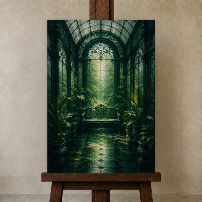 Premium Wall Art Dikey Html Edition – NM3-GRN-EG-V-005 displayed on a studio easel