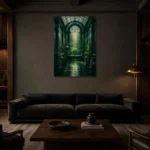 Premium Wall Art Dikey Html Edition – NM3-GRN-EG-V-005 shown in a warm modern interior