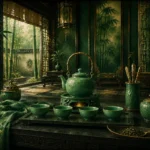 Jade Procession Jade Teapot Green Kitchen Wall Art