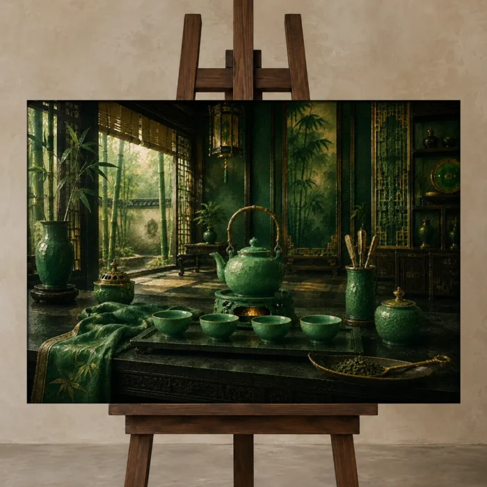 Premium Wall Art Yatay Html Edition – NM3-GRN-JT-H-001 displayed on a studio easel
