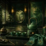 Jade Salon Three Celadon Cups Green Dining Room Wall Art