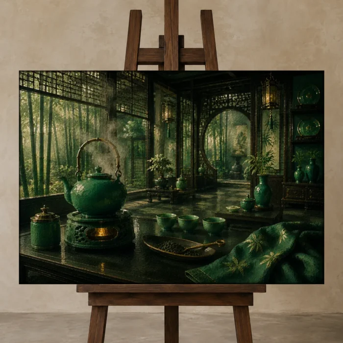 Premium Wall Art Yatay Html Edition – NM3-GRN-JT-H-004 displayed on a studio easel