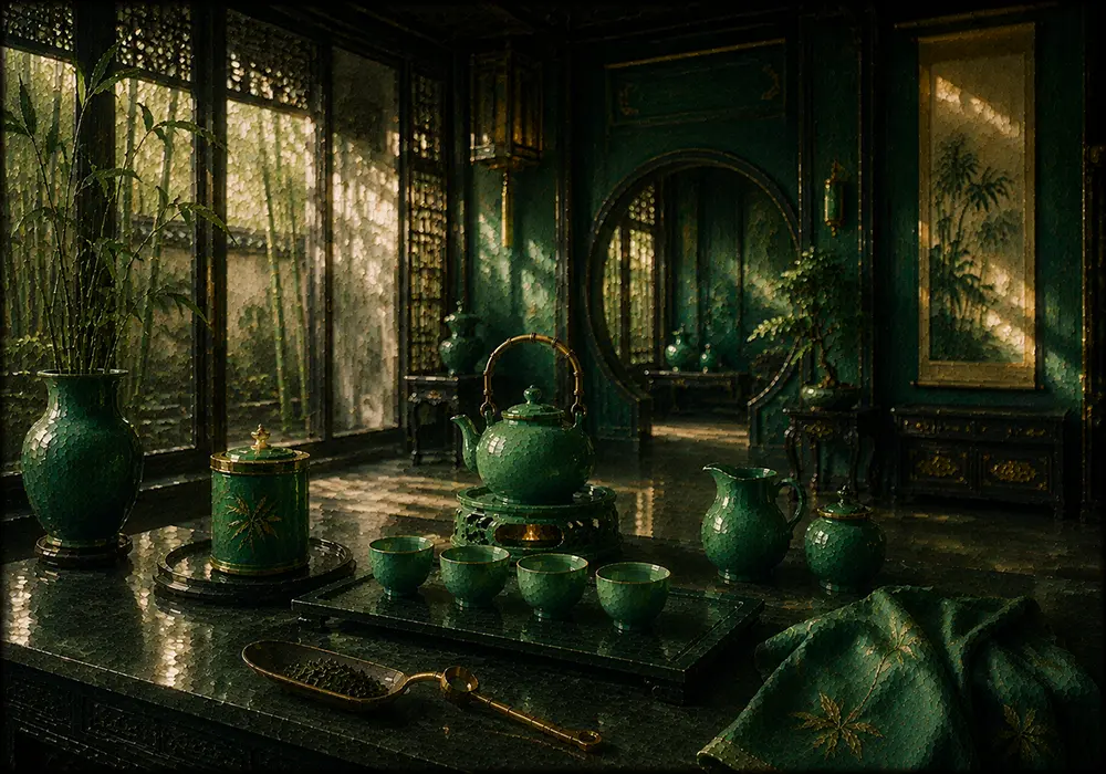 Jade Passage Complete Tea Service Green Dining Room Wall Art