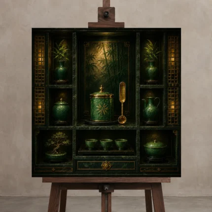 Premium Wall Art Kare Html Edition – NM3-GRN-JT-S-003 displayed on a studio easel