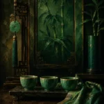 Jade Threshold Three Celadon Cups Green Dining Room Wall Art