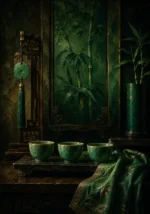 Jade Threshold Three Celadon Cups Green Dining Room Wall Art