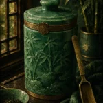 Jade Reliquary Carved Tea Caddy With A Ceremonial Scoop Green Kitchen Wall Art