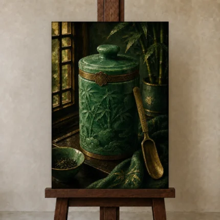 Premium Wall Art Dikey Html Edition – NM3-GRN-JT-V-003 displayed on a studio easel