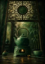 Jade Portrait Steaming Kettle Green Breakfast Nook Wall Art