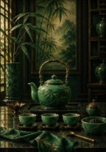 Jade Ascent Complete Tea Service Green Dining Room Wall Art